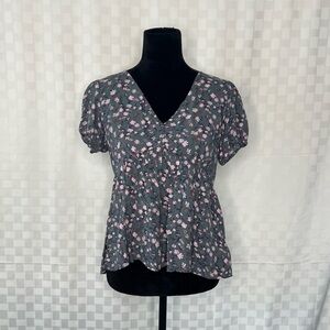 Lucky Brand Floral Print Short Sleeve Top